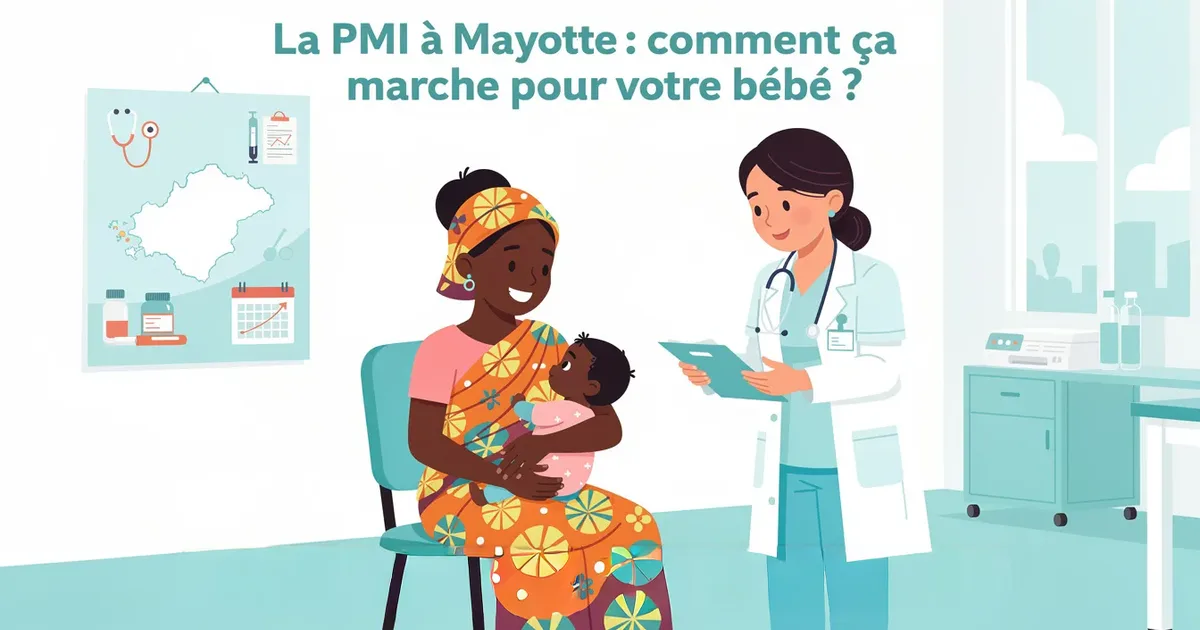 Mère et bébé en consultation avec une infirmière de la PMI Mayotte dans un cabinet médical