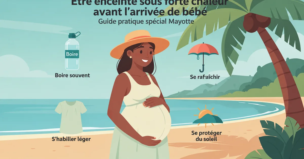 Femme enceinte à la plage sous le soleil tropical de Mayotte: conseils pour rester au frais en chaleur