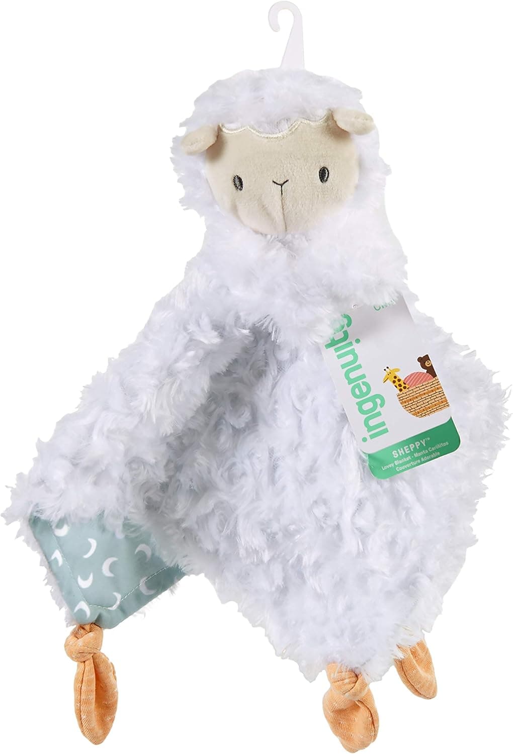 Doudou Sheppy le mouton blanc Ingenuity, lovey carré réconfortant