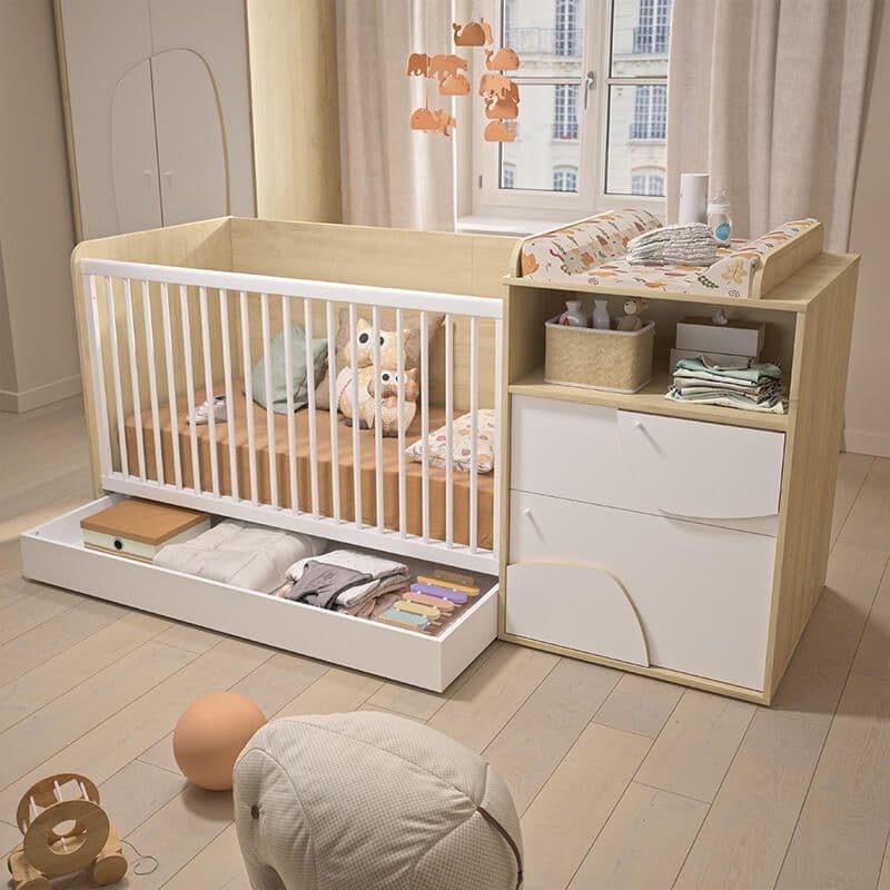 Lit évolutif Baptiste 70x140cm avec commode intégrée Galipette