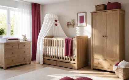 Chambre de bébé complète, lit, commode et armoire assortis